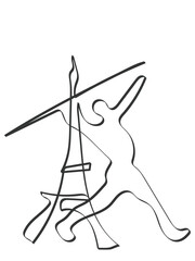 hand drawn line art vector of major sports event in 2024. Games and sports festival line art elements