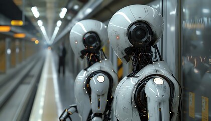 Fototapeta premium Witness the Evolution of Packing and Travel Robots and Electric Trains Leading the Way