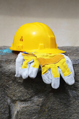 yellow helmet on a work site