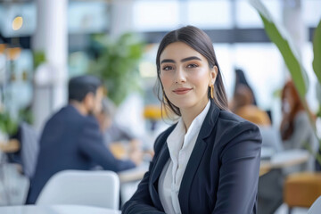 yong beautiful businesswoman standing confidantly