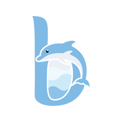 Letter B dolphin logo design vector,editable eps 10.