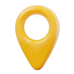 3d yellow map location pointer. Pin code icon of the geolocation map. Stock vector illustration on isolated background.	