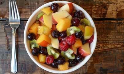 Bowl of Mixed Fruit Salad with Fresh Fruits

