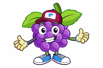 Grapes with cap and eyes vector artwork illustration 