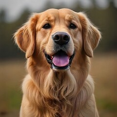 A portrait of a golden retriever dog. Smiling dog 
