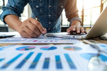 Fototapeta premium Strategy planning sessions with charts and data analysis