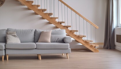 Modern Comfort: Scandinavian Home Interior with a Cute Grey Sofa