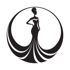 Miss Pageant Logo with Beautiful Lady Evening Gown and Crown Vector Design Stock Vector