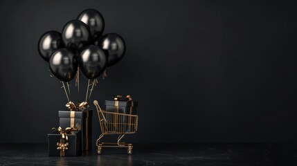 Black Balloons in a Vase with Presents: A Festive Centerpiece