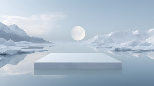 Digital snow mountain ocean booth e-commerce graphics poster background - Powered by Adobe