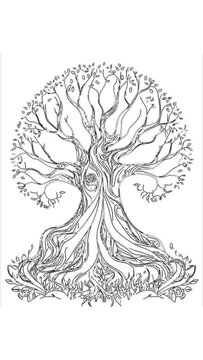hand drawn illustration of an background beautiful tree nature 
