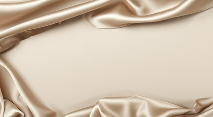 a beidge satin fabric background with copy space