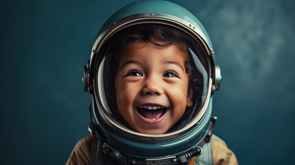 Little boy wearing an astronaut suit