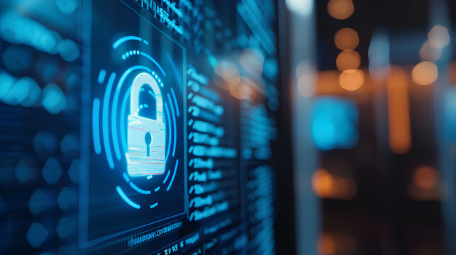 A screen showing a secure two-factor authentication process, Secure Software Development, blurred background, with copy space