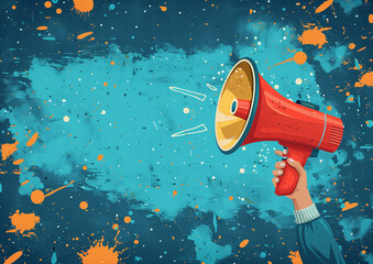 Amplify Your Message: Colorful Megaphone Illustration for Dynamic Announcements and Promotions