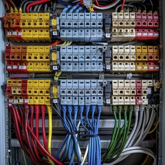 Electrician wiring, detailed view of electrical wiring process, emphasize detail