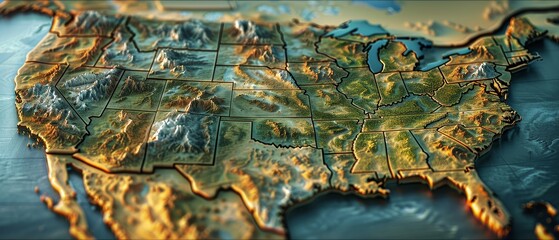  Digital map of american, US.
