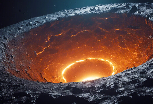 A crater formed after the fall of a meteorite