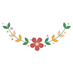 flower branch flower divider flower wreath flower Autumn branch ornament floral divider. element on transparent 