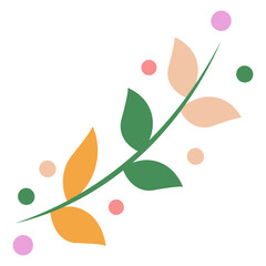 flower branch flower divider flower wreath flower Autumn branch ornament floral divider. element on transparent 