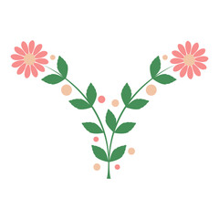 flower branch flower divider flower wreath flower Autumn branch ornament floral divider. element on transparent 