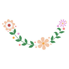 flower branch flower divider flower wreath flower Autumn branch ornament floral divider. element on transparent 