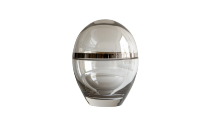 Glass urn featuring a sleek silver stripe around its circumference