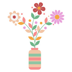 hand drawn pastel colored cute flower vase