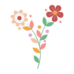 flower branch flower divider flower wreath flower Autumn branch ornament floral divider. element on transparent 