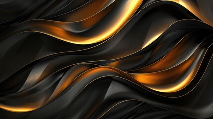 3D abstract wallpaper. Three-dimensional dark golden and black background. golden wallpaper. Black and gold background 