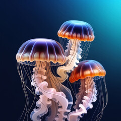 Blue Jellyfish in Aquarium Underwater
