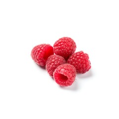 Fresh, ripe raspberries isolated on a white background, showcasing their vibrant red color and natural texture, perfect for culinary and health themes.