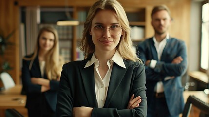 Confident CEO and Business Team in Office: Professional Group Photo [4K Wallpaper]