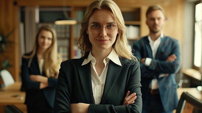 Confident CEO and Business Team in Office: Professional Group Photo [4K Wallpaper]