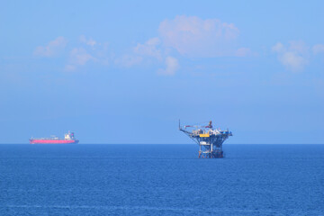 marine oil terminal - Prinos oil area, near Thassos, Greece, aegean sea