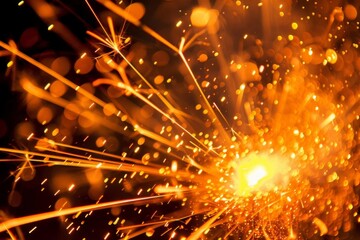 Bright orange sparks shooting upwards, illustrating intense heat and light