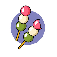 Dango icon vector illustration, three hanami dango image, isolated on white background