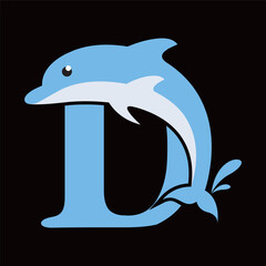 Letter D dolphin logo design vector,editable eps 10. © Fenny