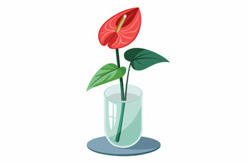 A single stem of anthurium vector artwork illustration
