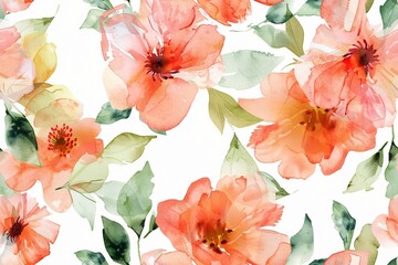 Watercolor summer floral pattern