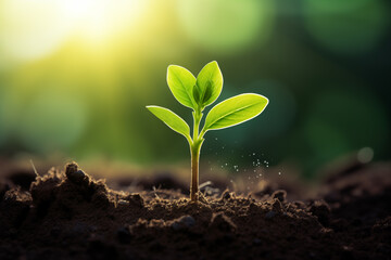 Small Green Plant Sprouting. Generative AI