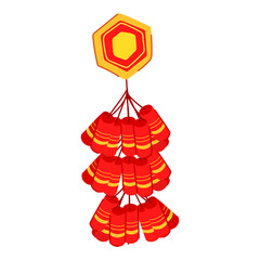 year chinese firecracker cartoon. lunar new, element china, cracker lantern year chinese firecracker sign. isolated symbol vector illustration