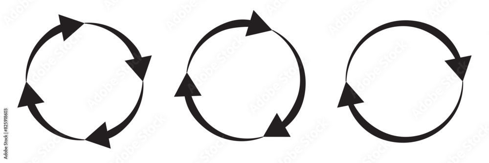 Poster circle arrow icons set. round reload, restart, recycle and repeat symbol. one, two, three and four a