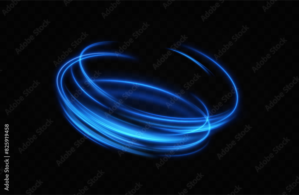 Leinwandbilder blue neon ring. glowing circle. glow effect. round light frame. abstract light lines of movement and