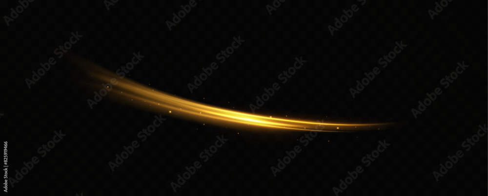 Aufkleber abstract light lines of high-speed traffic, golden colors. neon glowing curves. abstract movement. n