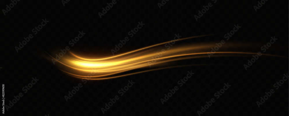 Aufkleber abstract light lines of high-speed traffic, golden colors. neon glowing curves. abstract movement. n