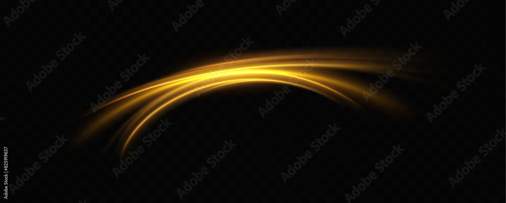 Aufkleber 
Abstract light lines of high-speed traffic, golden colors. Neon glowing curves. Abstract movement. Neon blue speed lines. Dynamic traces.