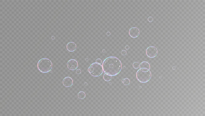 Realistic soap bubbles.Flying bubbles on a transparent background.