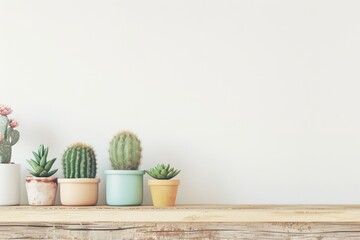 Calm colored banner with Mexican cactuses
