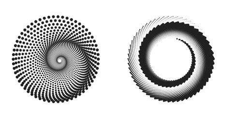 Set of halftone round dotted frames. Design element for frame, logo, web pages, prints, posters, template.	